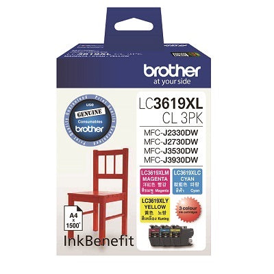 Brother 3 Pack Colour (Super High Yield) Ink Cartridge LC3619CL 3 PK