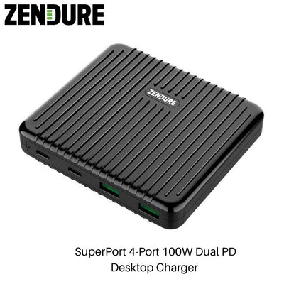 Zendure SuperPort 4-Port Dual PD Desktop Charger with UK Power Cord 100W
