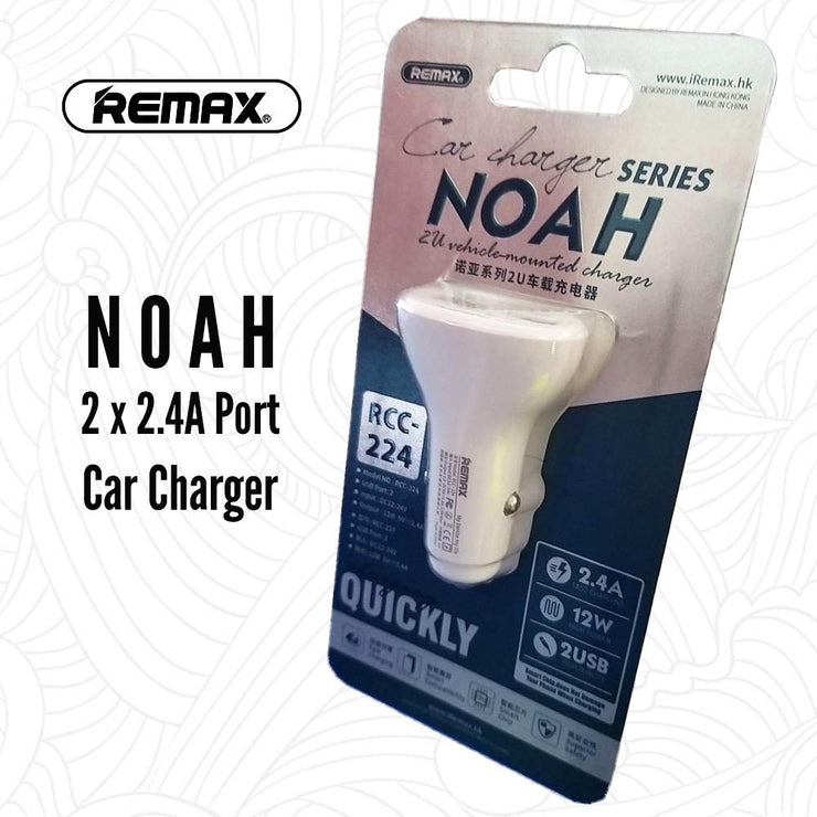 Remax Noah Series Car Charger 12W 2.4A Dual USB (RCC-224)