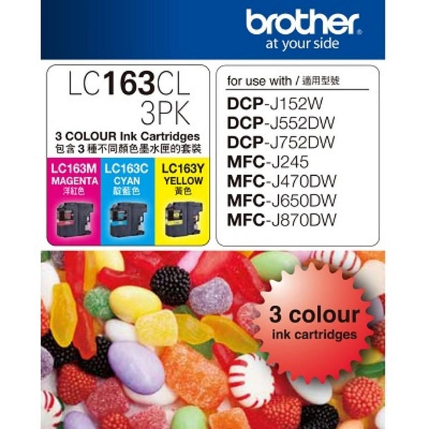 Brother 3 Pack Colour Ink Cartridge LC163CL 3 PK