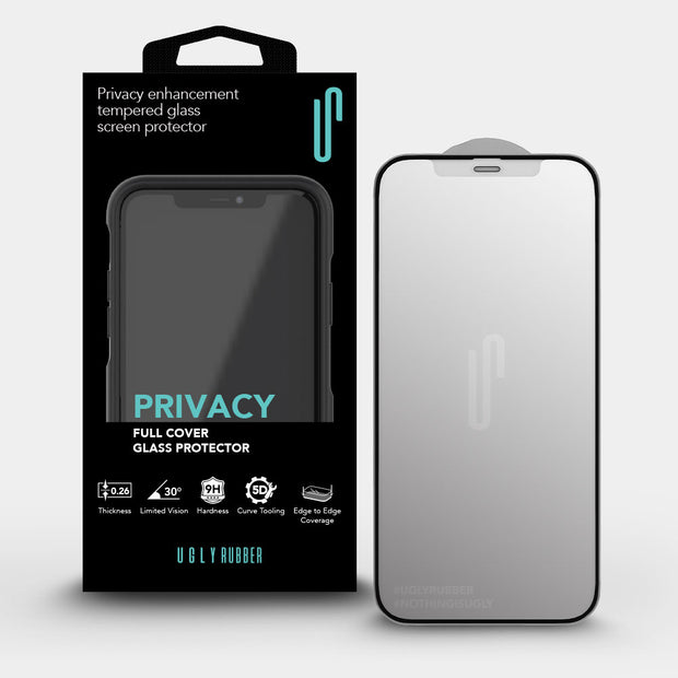Ugly Rubber iPhone 12 / Pro 6.1 (2020) PrivacyFull Coverage Tempered Glass Screen Protector