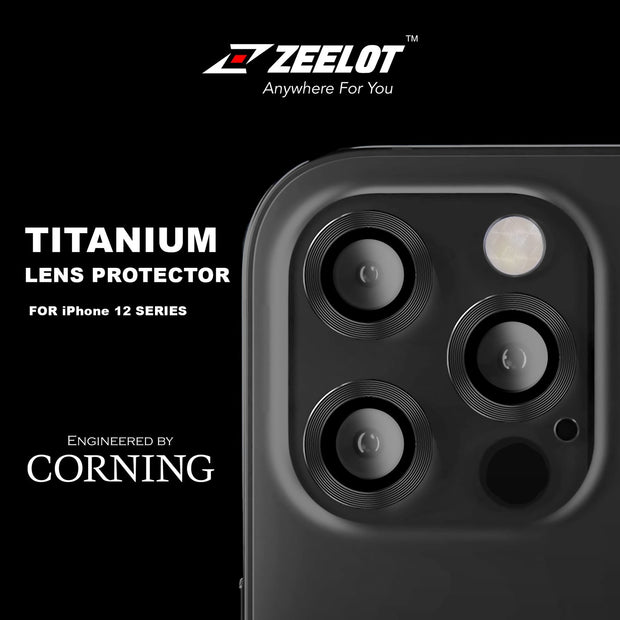 Zeelot iPhone 12 Pro 6.1 (2020) / 11 Pro Max 6.5 / Pro 5.8 (2019) Titanium Steel with Corning Glass Lens Protector (3 Camera)