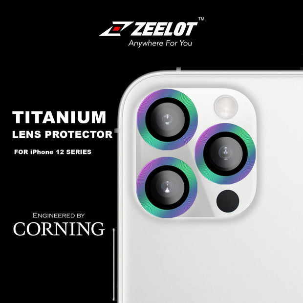 Zeelot iPhone 12 Pro 6.1 (2020) / 11 Pro Max 6.5 / Pro 5.8 (2019) Titanium Steel with Corning Glass Lens Protector (3 Camera)