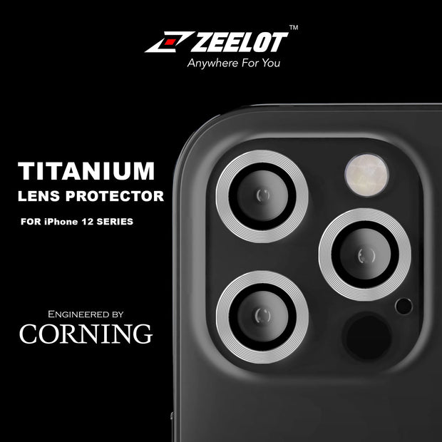 Zeelot iPhone 12 Pro Max 6.7 (2020) Titanium Steel with Corning Glass Lens Protector (3 Camera)