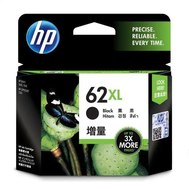HP 62XL (High Yield) Black Ink Cartridge (C2P05AA)