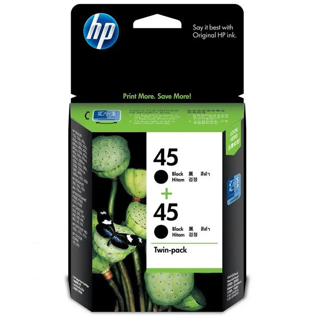 HP 45 Black Inkjet Cartridge Twin Pack (CC625AA)