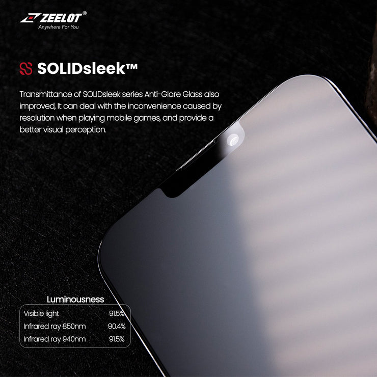 ZEELOT iPhone 13 / Pro 6.1 (2021) Matte / Anti-Glare Full Coverage SOLIDsleek Tempered Glass Screen Protector With/Without Easy Alignment Kit