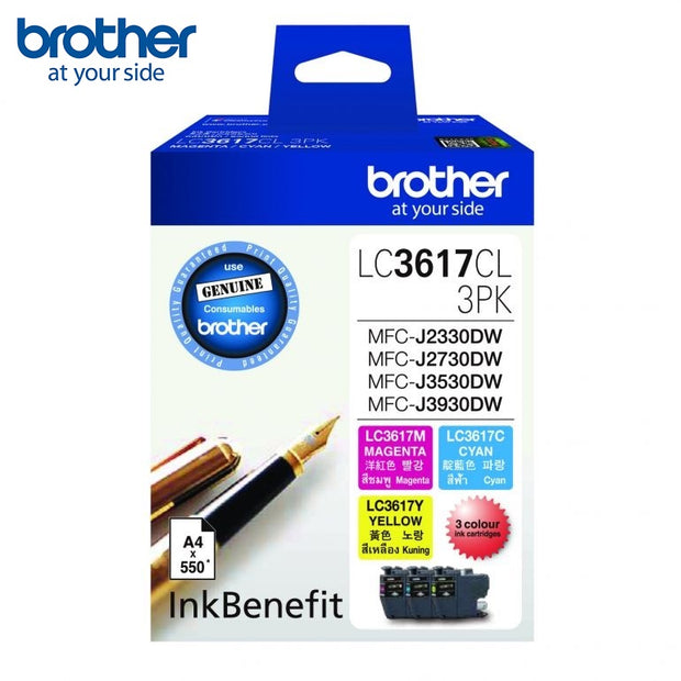 Brother 3 Pack Colour (High Yield) Ink Cartridge LC3617CL 3 PK