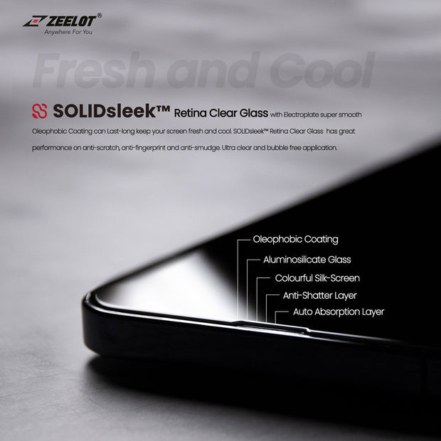 ZEELOT iPhone 13 Mini 5.4 (2021) Retina Clear Full Coverage SOLIDsleek Tempered Glass Screen Protector With/Without Easy Alignment Kit